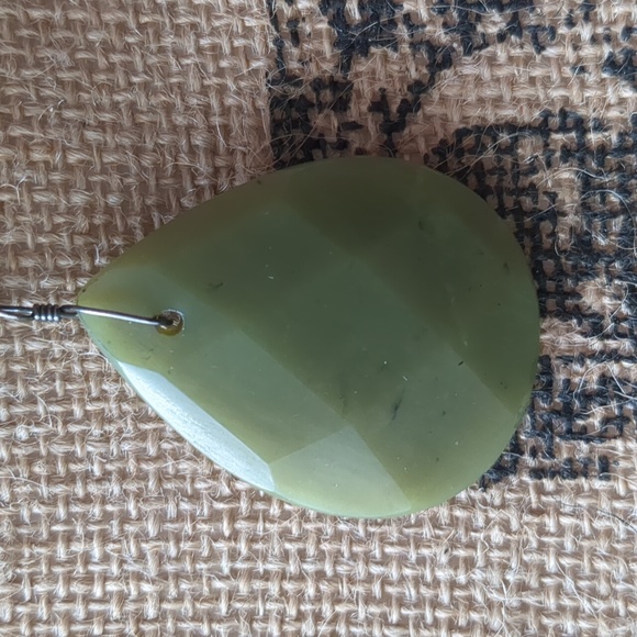 Pendant Necklace - Large Dark Green Stone - Picture 3 of 14